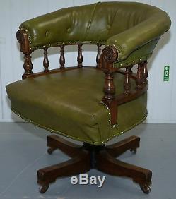 Rare & Genuine Victorian Circa 1860 Chesterfield Buttoned Captains Office Chair