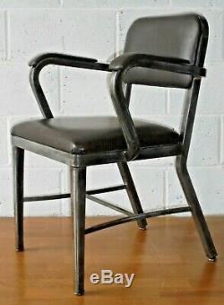 Rare Sankey Royal Vintage Industrial Metal & Leather Desk Office Chair Steampunk