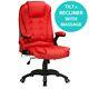Raygar Red 6-point Massage Luxury Leather Reclining Office Computer Desk Chair