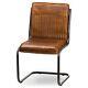 Real Genuine Leather Ribbed Brown Tan Dining Desk Office Occasional Billy Chair