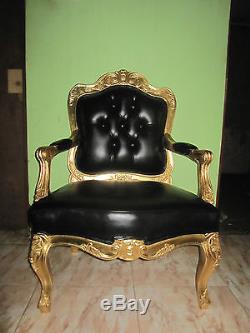 Real Leather Gold Leaf Lion King Gothic THRONE CHAIR hotel seat office armchair