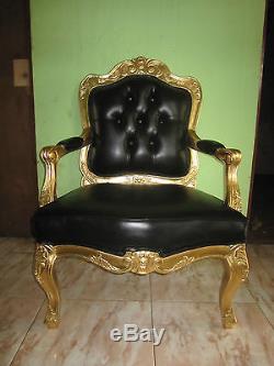 Real Leather Gold Leaf Lion King Gothic THRONE CHAIR hotel seat office armchair