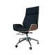 Real Leather Office Chair Walnut Wood Black Leather Next Working Day Delivery