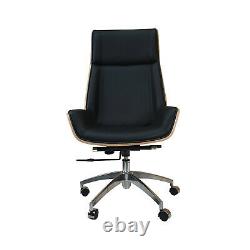 Real Leather Office Chair Walnut Wood Black Leather Next working day delivery