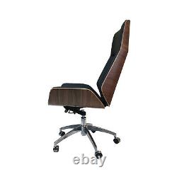 Real Leather Office Chair Walnut Wood Black Leather Next working day delivery