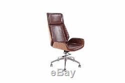 Real Leather Office chair Walnut wood Black leather Next working day delivery
