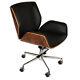 Real Leather Office Chair Walnut Wood Vintage Brown Leather Next Day Delivery