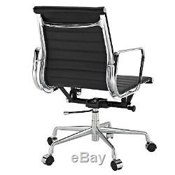Real Leather Stylish Office Chair Low Back Black Free Next day UK Delivery