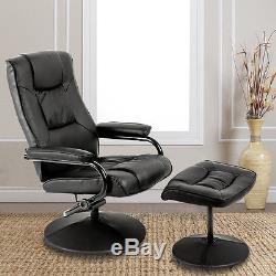 Recliner Chair Armchair with Footstool Swivel Faux Leather Lounge Home Office