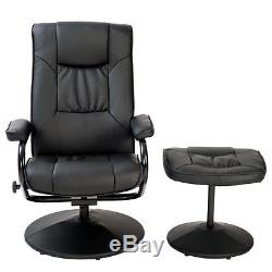 Recliner Chair Armchair with Footstool Swivel Faux Leather Lounge Home Office