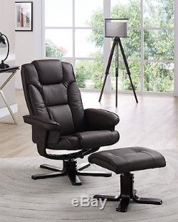 Reclining Chair with Footstool Black Brown Recliner Armchair Home Office