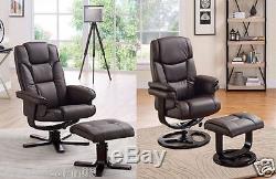 Reclining Chair with Footstool Office Chair Recliner Armchair Lounge Black Brown