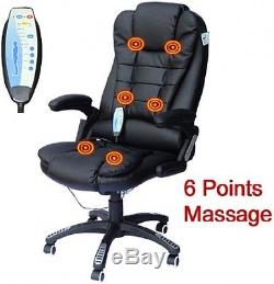 Reclining Office Computer Chair Faux Leather High Back Swivel High Quality Black