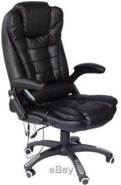 Reclining Office Computer Chair Faux Leather High Back Swivel High Quality Black