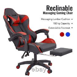 Reclining Office Computer Gaming Racing Desk Chair w Massage&Ergonomic Support