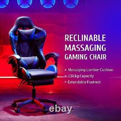 Reclining Office Computer Gaming Racing Desk Chair with Massage&Ergonomic Support#