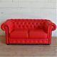 Red Faux Leather Chesterfield Sofa Home Office Lounge Chair Rrp £500