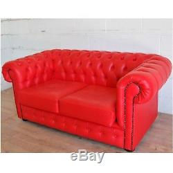 Red Faux Leather Chesterfield Sofa home office lounge chair RRP £500