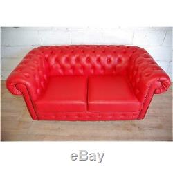 Red Faux Leather Chesterfield Sofa home office lounge chair RRP £500