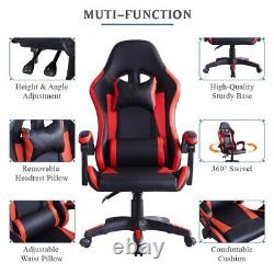 Red Faux Leather Racing Gaming Chair Swivel Office Gamer Desk Chair Adjustable
