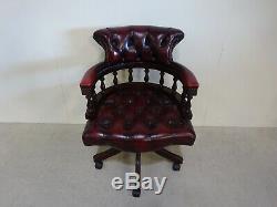 Red Leather Chesterfield Captains Chair Office Chair Library Chair