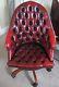 Red Leather Directors Chesterfield Desk Office Swivel Chair