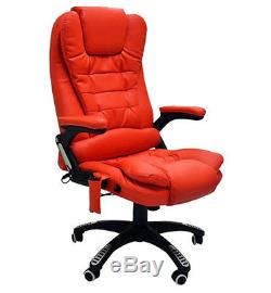 Red Leather Office Massage Swivel Chair Release Tension Back Bottom Thighs
