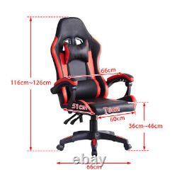 Red Racing Gaming Chair Faux Leather Adjustable Seat Office Computer Desk Chair