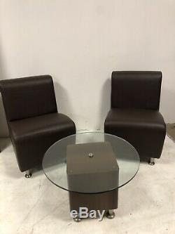 Red Waiting Area Sofa, Black Leather Reception Seating, Brown Waiting Chairs