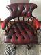 Red Leather (oxblood) Chesterfield Office Swivel Chair
