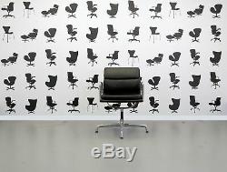 Refurbished Vitra Charles Eames EA208 Office Chair Black Leather and Polish