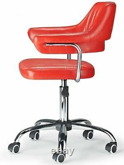 Retro Desk Chair Vintage Swivel Computer PC Office Armchair Red Eco Leather NEW