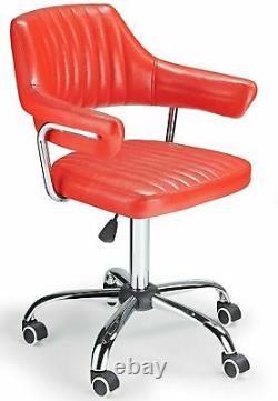 Retro Desk Chair Vintage Swivel Computer PC Office Armchair Red Eco Leather NEW