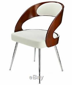 Retro Dining Chair Luxury Vintage Armchair Waiting Room Office Seat White Walnut
