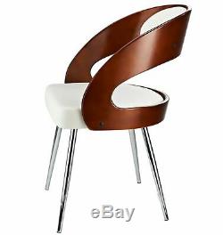 Retro Dining Chair Luxury Vintage Armchair Waiting Room Office Seat White Walnut