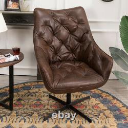 Retro Distressed Leather Computer Chair PU Office Chair Leisure Armchair Swivel
