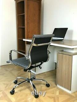 Retro GREY Designer Eames Ribbed Style Swivel Office Computer Chair