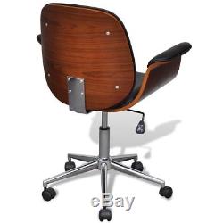 Retro Modern Wooden Leather Office Executive Home Desk Chair Adjustable Swivel
