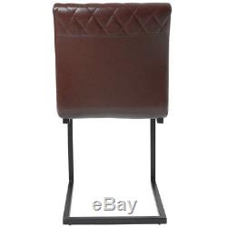 Retro PU Leather Cantilever Industrial Dining Carver Side Chairs Arm Chair Seat