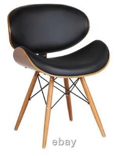 Retro Style Faux Leather Eiffel Dining Office Chair Wood Legs Walnut Finish