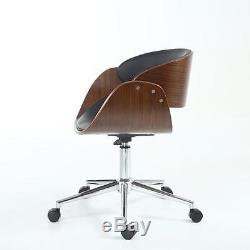 Retro Style Office Chair PC Computer Mid Century Style Walnut Black BACK JAN 18