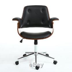 Retro Style Office Chair PC Computer Seat Mid Century Style Walnut and Black