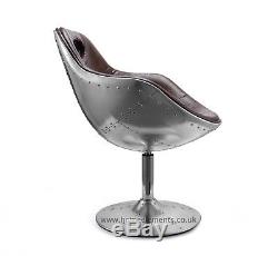 Retro Vintage Aviation Swivel Egg Chair Bonded Leather Kitchen/Dining/Office