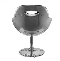 Retro Vintage Aviation Swivel Egg Chair Bonded Leather Kitchen/Dining/Office