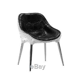 Retro Vintage Black Bicast Leather Aviator Kitchen Dining Office Chair