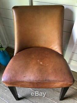 Retro Vintage Brown Leather Studded Hall Bedroom Office Chair