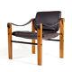 Retro Vintage Danish Arkana Beech Leather Safari Lounge Chair Armchair 50s 60s