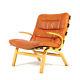 Retro Vintage Danish Farstrup Design & Tan Leather Lounge Chair Armchair 60s 70s