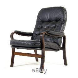 Retro Vintage Danish Leather Easy Chair Armchair 60s 70s Mid Century Modern Teak