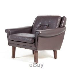 Retro Vintage Danish Leather Teak Club Easy Chair Armchair 60s 70s Scandinavian
